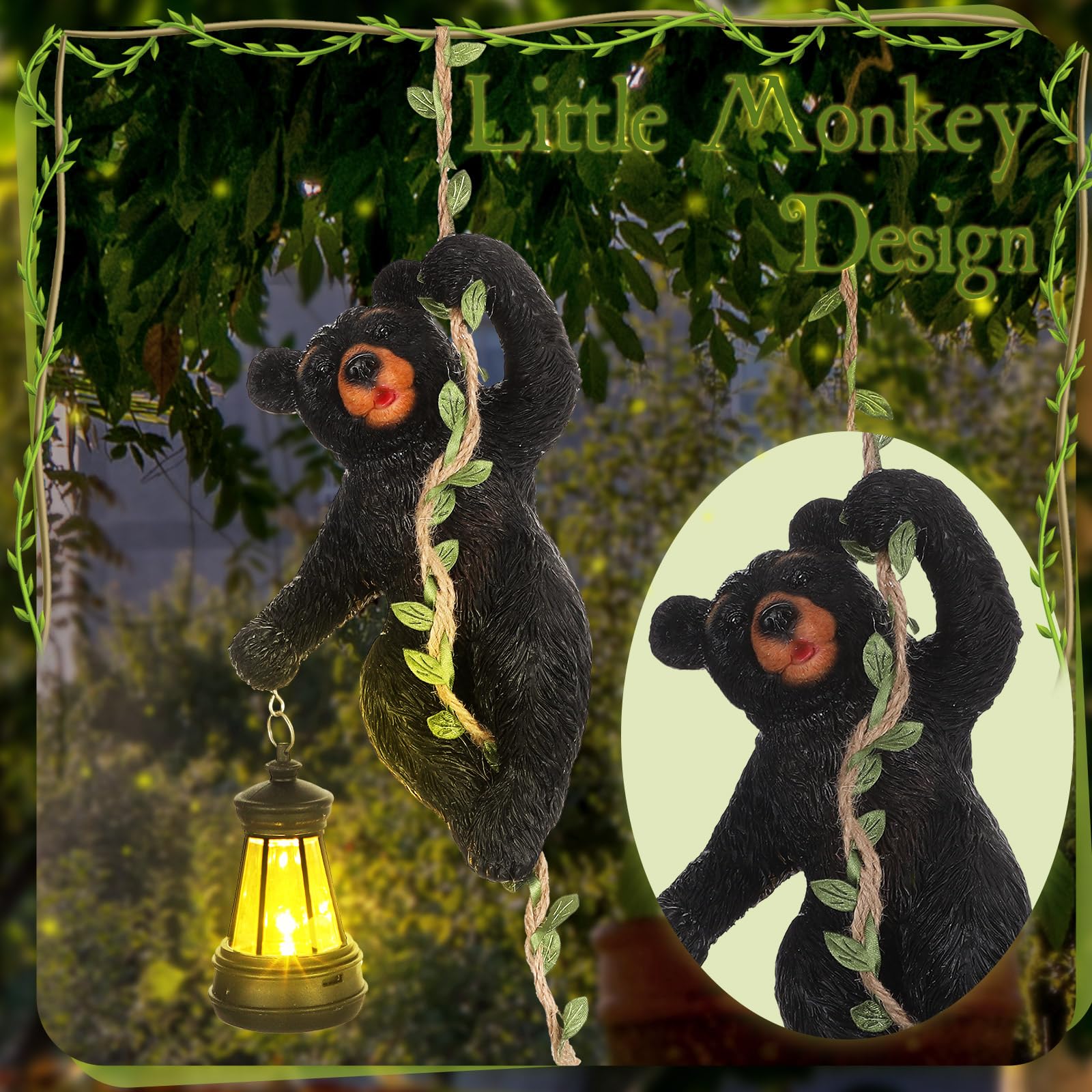 Amazon.co.jp: Rossesay 7インチ ガーデンベア像 ソーラーライト付き